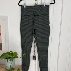 Vuori Dark Green Striped Leggings